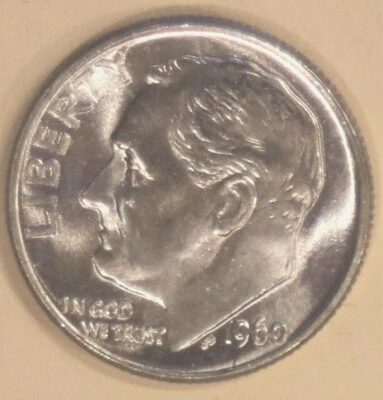 1960-P Roosevelt Dime - BU - #31361 - STOCK PHOTO - FREE SHIPPING - Image 1 of 2