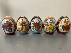 5 Vintage SATSUMA Stil Porzellan Eier Lot Asiatisch Orientalisch Japanisch Chinesisch - Bild 1 von 12