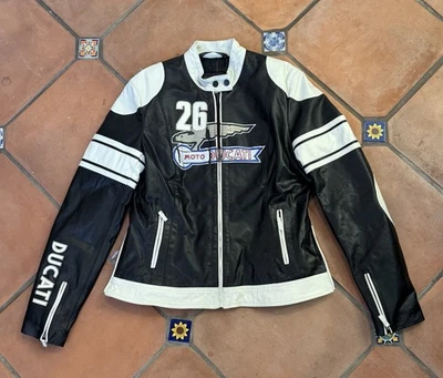 Jaqueta de Couro Ducati Performance Vintage Moto 26 Feminina Tamanho 38 EUA 48 UE Rara - Imagem 1 de 4