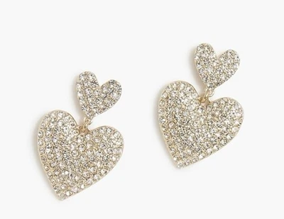 Nuevos Pendientes J.Crew Factory Pave Corazón Distintivos Hipoalergénicos Postes de Titanio Foto 1 de 4