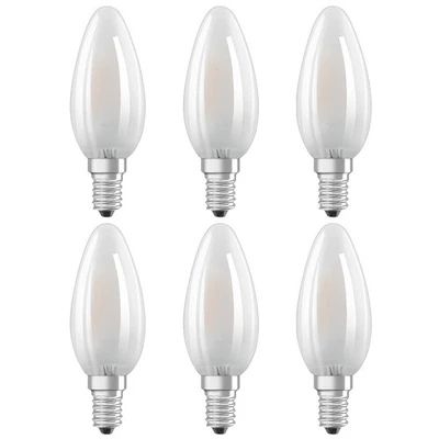 6 x Osram LED Filament B35 Kerzen 5W = 40W E14 matt warmweiß 2700K DIMMBAR - Bild 1 von 4