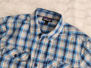 Patagonia Long Sleeved High Moss Shirt Men's Small Blue Plaid Performance Button - Picture 1 of 8