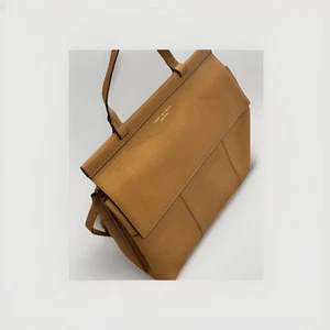 Tory Burch Block-T Brown Tan Leather Top Handle Satchel Crossbody Bag - Picture 1 of 8