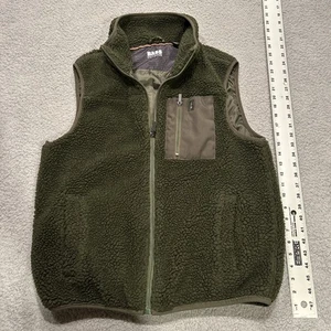 BASS OUTDOORS Men's Forest Green Full Zip Sherpa Vest Jacket Medium Cozy! - Picture 1 of 6