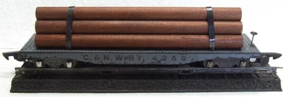 1951-52 AF ( 628 ) C. & N.W.RY 42597 Log-load Flatcar Pressed Wood AMERICAN FL.5 - Image 1 of 4