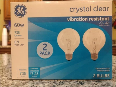 GE 60W  2 Pack Light Bulbs VibrationResistant clear white 735 lumens - Image 1 of 4