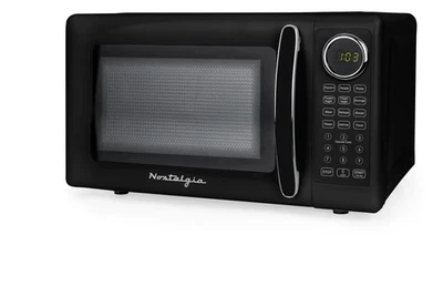 Nostalgia Retro 0.7 Cu Ft 700W Countertop Microwave Oven - Black - Vintage Style - Image 1 of 4