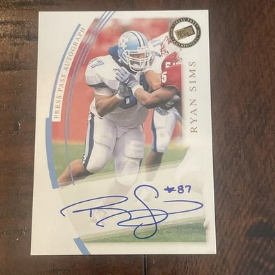 2002 Press Pass Rookie Card Ryan Sims RC Auto Autograph On Card - Image 1 of 2