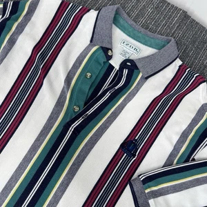 Vintage Izod LT Poloshirt Kurzarm vertikal mehrfarbig Streifen - Bild 1 von 7