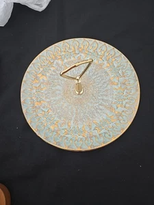 Stangl Keramik 10" Leckerbissen Tablett Teller ~ Antik/gebürstet Gold Farbe ~ EUC - Bild 1 von 7
