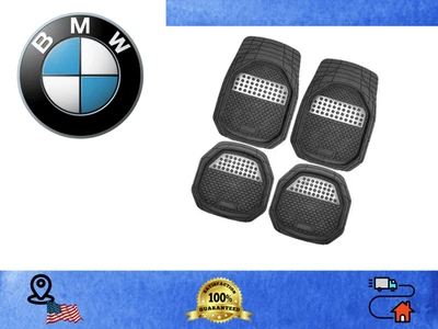 适用于所有宝马汽车脚垫橡胶 4 件套灰色防滑所有季节保护 — 第 1/4 张图片