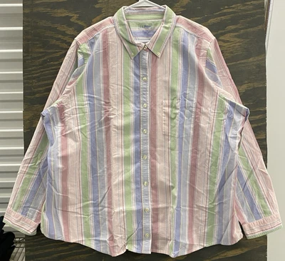 L.L. Bean Men’s 3XL Pastel Stripe Oxford Button Down Shirt Made in Peru - Image 1 of 4