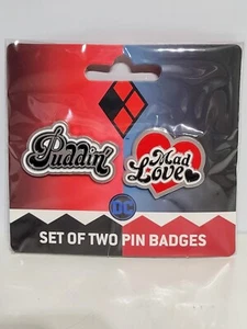 Insignias de prendedor de metal Harley Quinn Mad Love Puddin DC Comics - Imagen 1 de 2