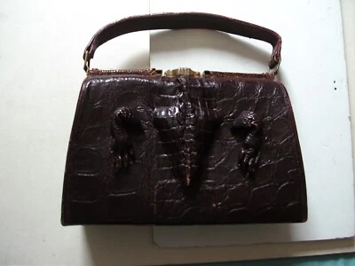 ANCIEN SAC A MAINS  - CUIR DE CROCODILE - FERMOIR LAITON - Indochine 1954 - Photo 1/4