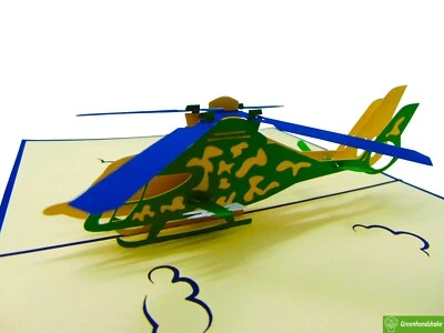 GREENHANDSHAKE US Army Helicopter, Pop Up Card, 3D Popup Greeting Cards for all occasion