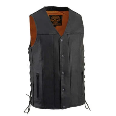 Milwaukee Leather 3520 Men's Classic V-Neck Motorcycle Rider Vest w/ Side Lace - Image 1 of 4
