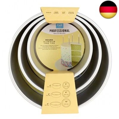 PME - Runde Kuchenformen 15, 20, 25 cm x 10 cm tief, 3er-Satz, RNDB68104, Silber - Bild 1 von 4