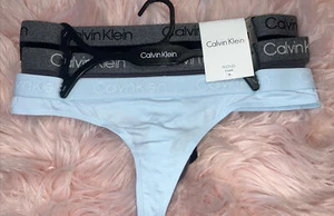 Calvin Klein Women's Thongs Panties Size Small 3Pair Cotton QP2141X NWT - Picture 1 of 12