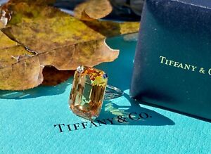 Tiffany & Co. Imperial Topaz & Diamond Ring, Platinum, Very RARE!
