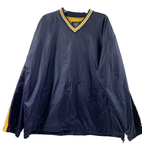 Steve & Barry's Jacket Mens Large Navy Blue V Neck Water Resistant Windbreaker - Picture 1 of 9