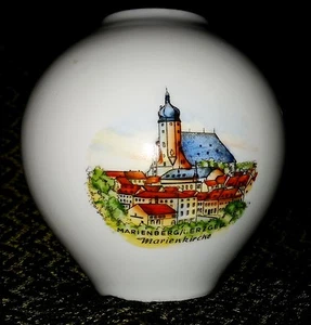 Vase Andenkenvase Marienberg im Erzgebirge Marienkirche Kahla Porzellan groß - Bild 1 von 2