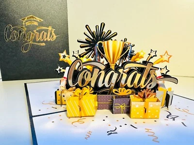 ORIGAMI POP CARDS Gold Congratulations Perfect for Any Occasion Graduation Pop - Image 1 of 4