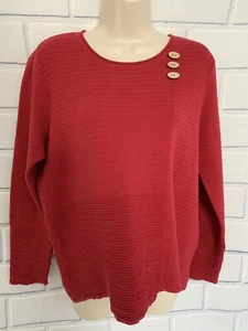Habitat Clothes To Live In M Red Pullover Sweater Textured Button Detail Cotton - Bild 1 von 12