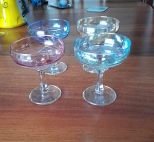 Vintage Harlequin Iridescent Cocktail /Champagne Coupe Set of 4 - Picture 1 of 8