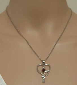 Heart Shaped Nurse Stethoscope Pendant Necklace with Rhinestone - Picture 1 of 7