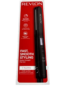 Revlon Perfect Heat 1" Ceramic Flat Iron Hair Straightener, Black - Picture 1 of 4