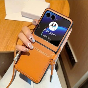 Crossbody Lanyard Card Leather Case Cover For Motorola Razr+2023 Razr 40/40Ultra - Picture 1 of 20