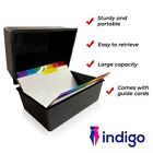 Indigo Index Card Box Record Card Boxes Complete with A-Z Guide Cards 6X4 Black