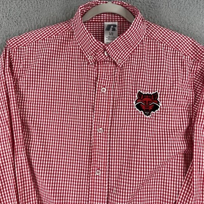Arkansas State Red Wolves Shirt MENS LARGE Long Sleeve Button Down Checkered - Image 1 of 4