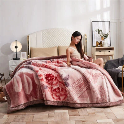 Raschel blanket thickening winter bed cover 2 PLY floral pattern warmful sheet - Image 1 of 4