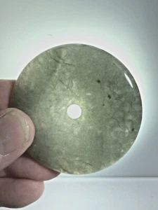 Certified Grade A 100% Natural Green Jade Donut 54x5mm Pendant Health Wealth - Picture 1 of 5