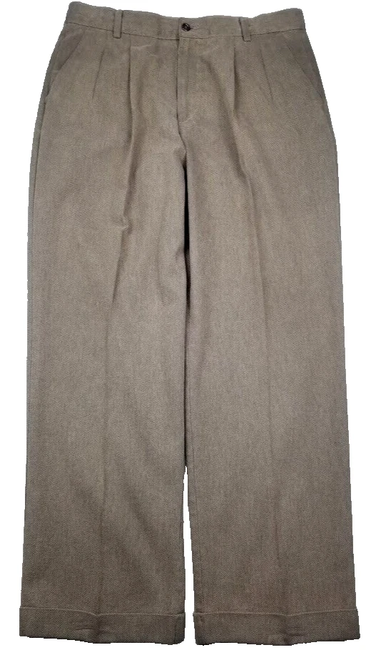 Pantalones De Colección Y2K Dockers Hombres 35x29 Tostado Plisado Suelto Patín Espiga Grunge '00* Foto 1 de 4