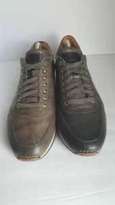 Magnanni Mens Perforated Merino Fashion Sneakers Size 8 M Gray Leather Lace Up - Picture 1 of 6
