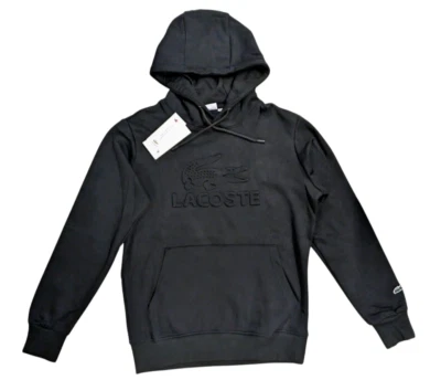Lacoste Embossed Pullover Hoodie Hooded Sweatshirt Top Bottom Joggers Fleece - Image 1 of 4