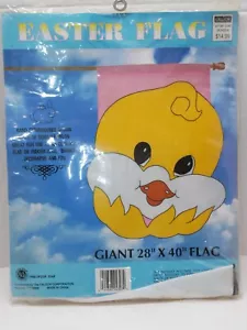 1996 Caldor Giant Easter Flag 28" x 40" Indoor Outdoor Hand Embroidered Design - Picture 1 of 6