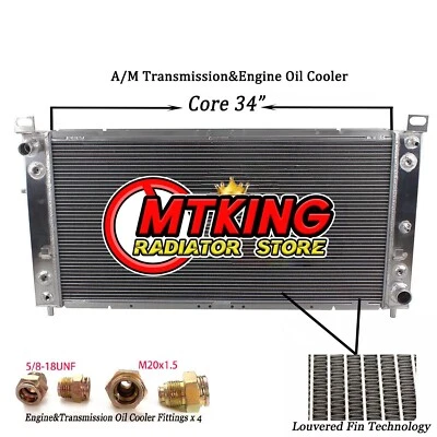 34" Aluminum Radiator For Chevy Silverado 1500 2500 Suburban Tahoe GMC Yukon - Image 1 of 4