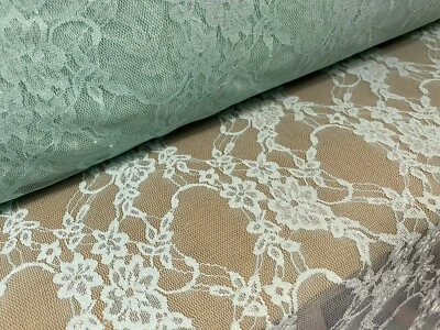 Stretch Mesh Net Lace Fabric, Per Metre - Mint - Image 1 of 4