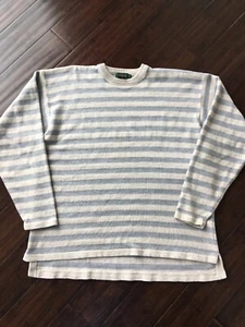 Suéter grande de lino grueso J Crew gris algodón bronceado a rayas excelente Usado en excelente estado - Imagen 1 de 10