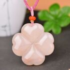 Natural Yellow Jade Hand Carved Four Leaf Clover Pendant Amulet Necklace