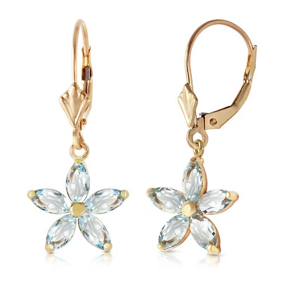 2.8 Carat 14K Solid Gold Calypso Aquamarine Earrings - Image 1 of 4