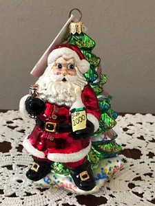 “Millennium Cheer” Christopher  Radko Santa Christmas Mercury Glass Ornament  - Picture 1 of 7