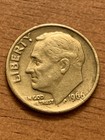 1966 Roosevelt dime bez znaku w idealnym stanie, Strike Error Y Plus Inne błędy. (320)