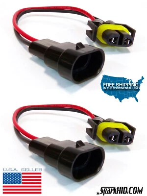 2x 9006 TO H11 H8 Headlight Conversion Pigtail Plug & Play harness socket GTI VW - Image 1 of 4