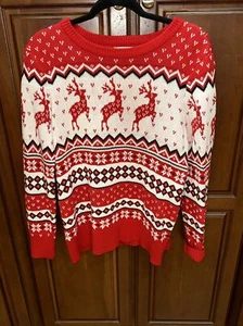 Women’s Charter Club Multi-Color Sweater Christmas, Reindeer Snowflake Size L - Picture 1 of 10
