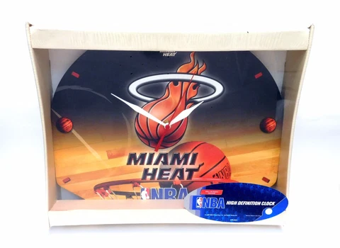 NEW Wincraft SportS NBA MIAMI HEAT WALL CLOCK 12"  Made in USA Cover