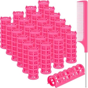 24 Pcs Snap Hair Roller Small Plastic Hair Rollers Hair Curlers with Rat Tail... - Picture 1 of 7